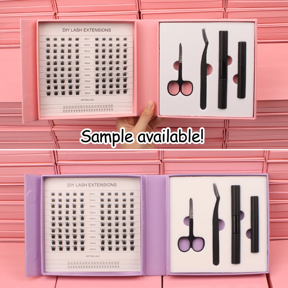 Natural Long Pre Cut Band Segment Eyelashes Fan Cluster Eyelashes DIY Lash Extension Kit at Home