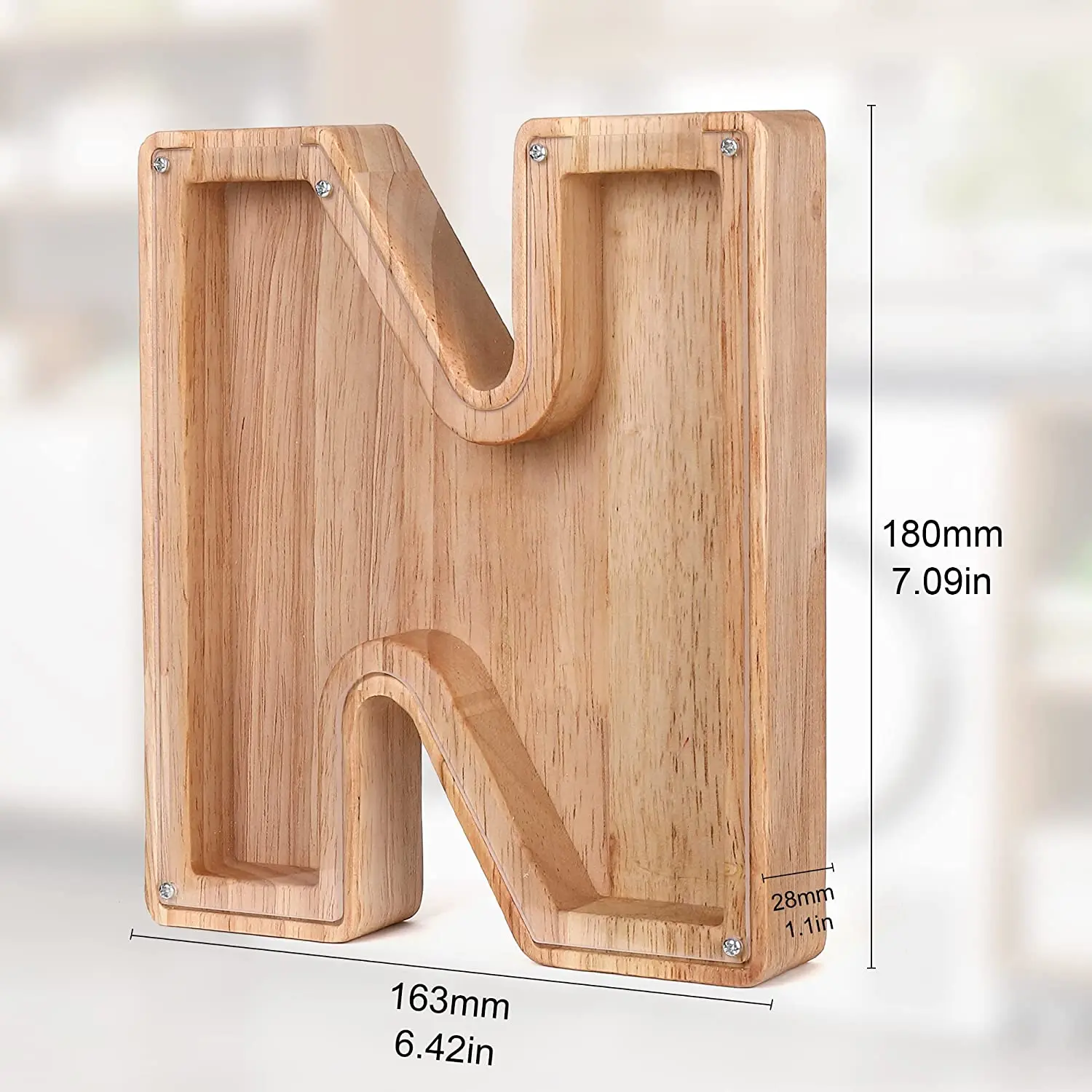 Personalized Letter Piggy Bank Custom Wooden Piggy Bank Money Box Coin Bank Letter Stick Gift for Boys Girls Adults Birthday