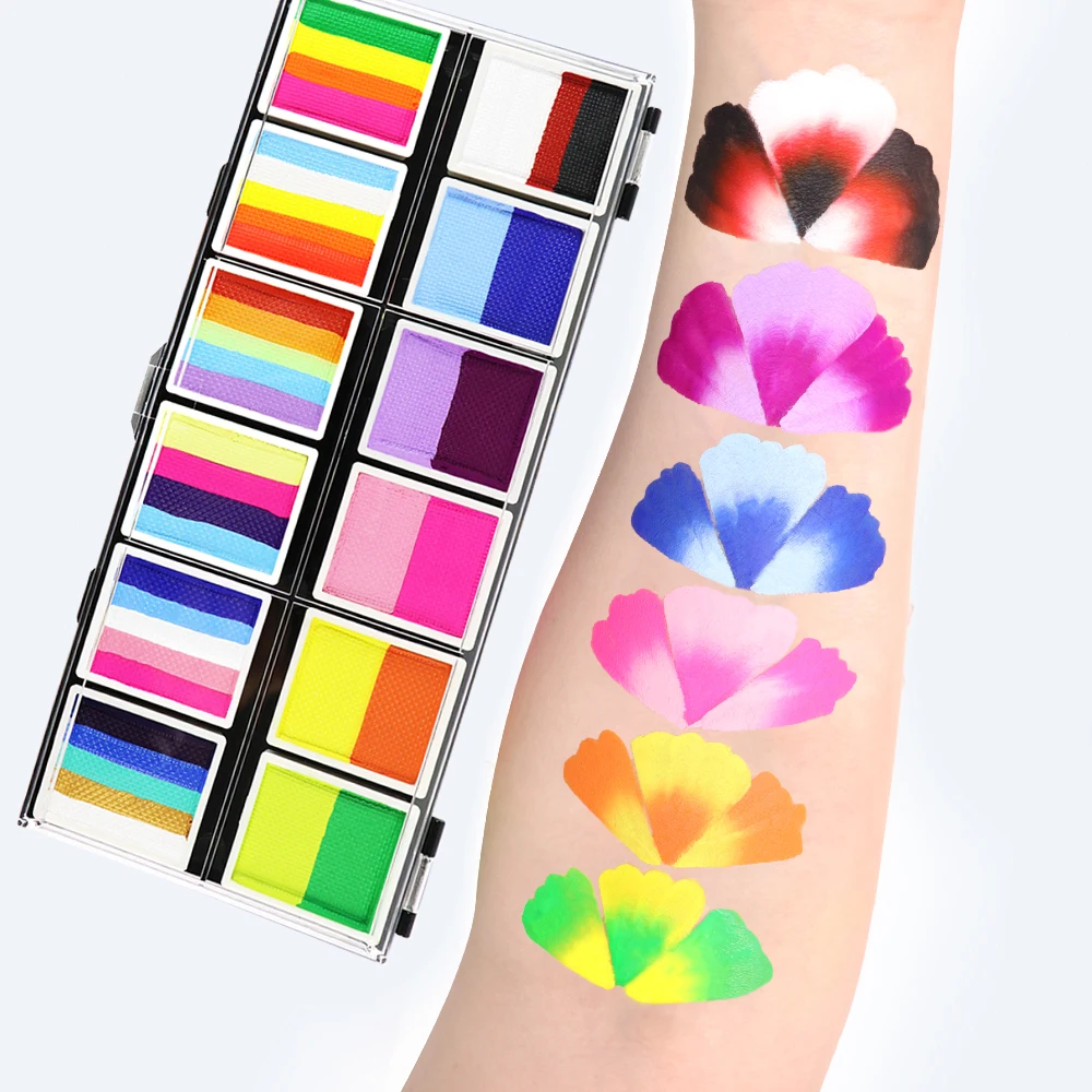 GP  Beautiful Abstract Rainbow Split Cake Face Paintings for Children Water-Based Event Paint for Kids