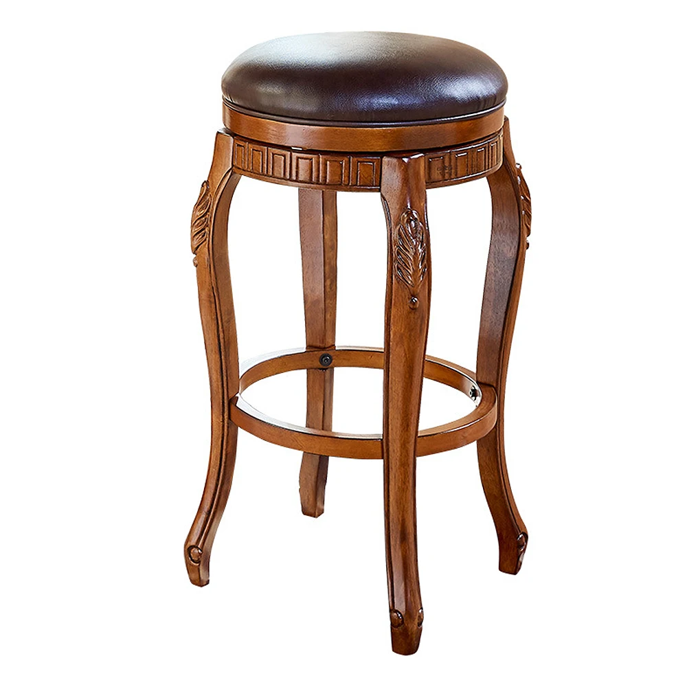 
Family bar stool American vintage bar chair European solid wood bar stool 