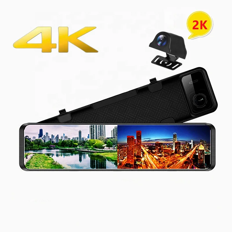 4K+2K front and rear 12 Inch Mirror dash cam car dash camera dashcam with Dual lens GPS WIFI auto electronics for cars