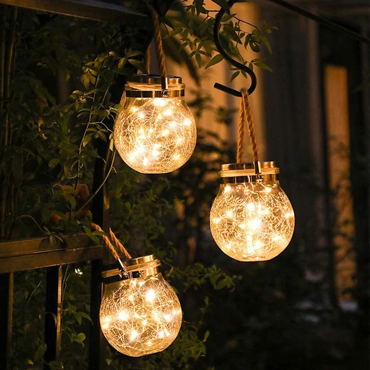 30 LED Solar Mason Jar Light Hanging Glass Lanterns Garden Decor Outdoor Lights Warm Table Decor Fairy Lights for Patio Wedding