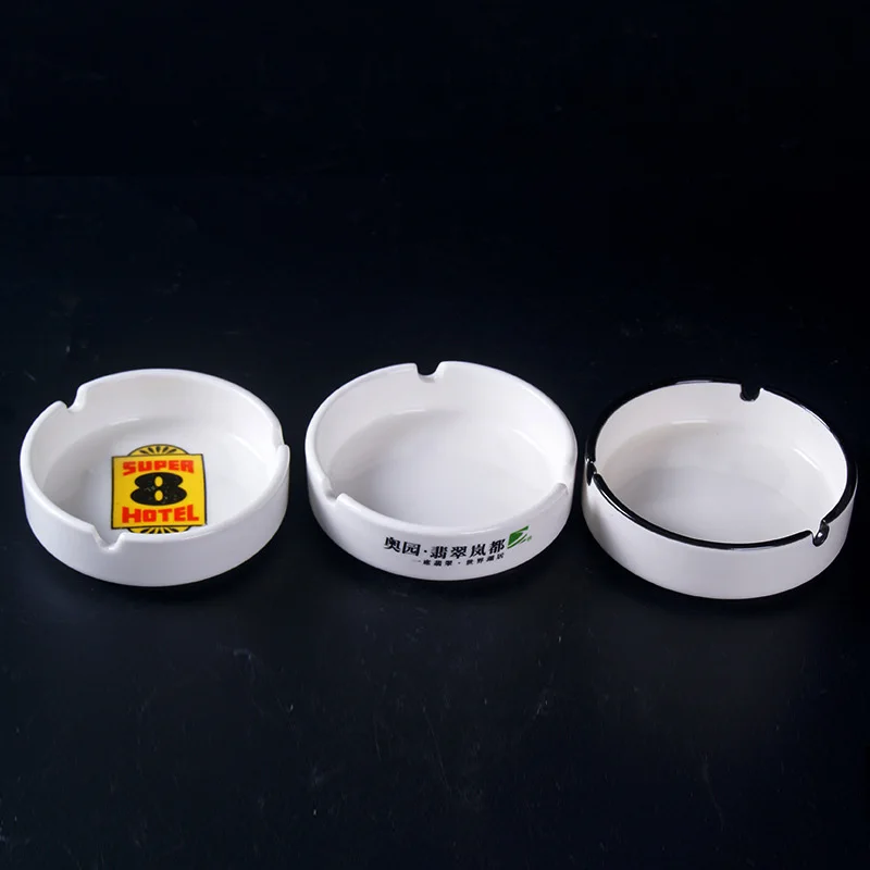 XD732 Personalized Customizable Logo Ceramic Ashtray Printing/Printed Design Custom Office /Home / Hotel Porcelain Round Ashtray
