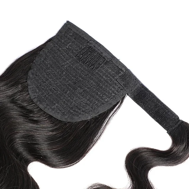 100% Human Hair Pony tails Hair Extensions Double Drawn Natural Wrap Around Drawstring Straight Ponytail Hair