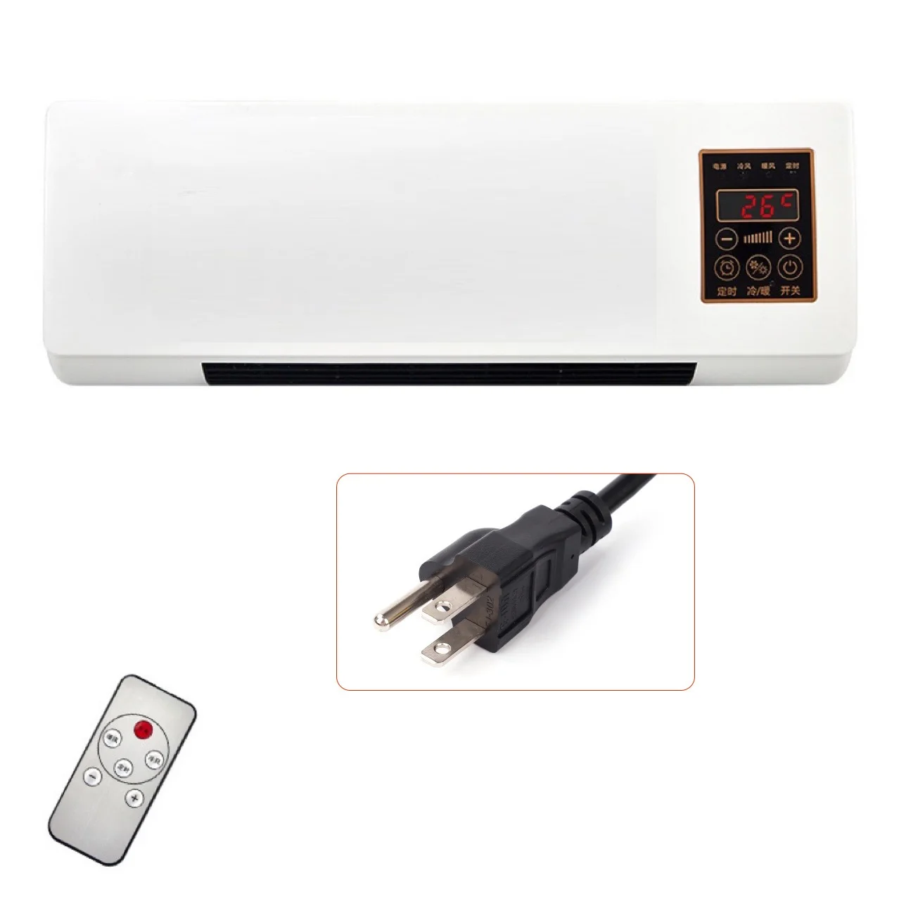 Household Smart Heating+Cooling Fan Wall Mounted Electric PTC Fan Heater Bathroom Portable Heater