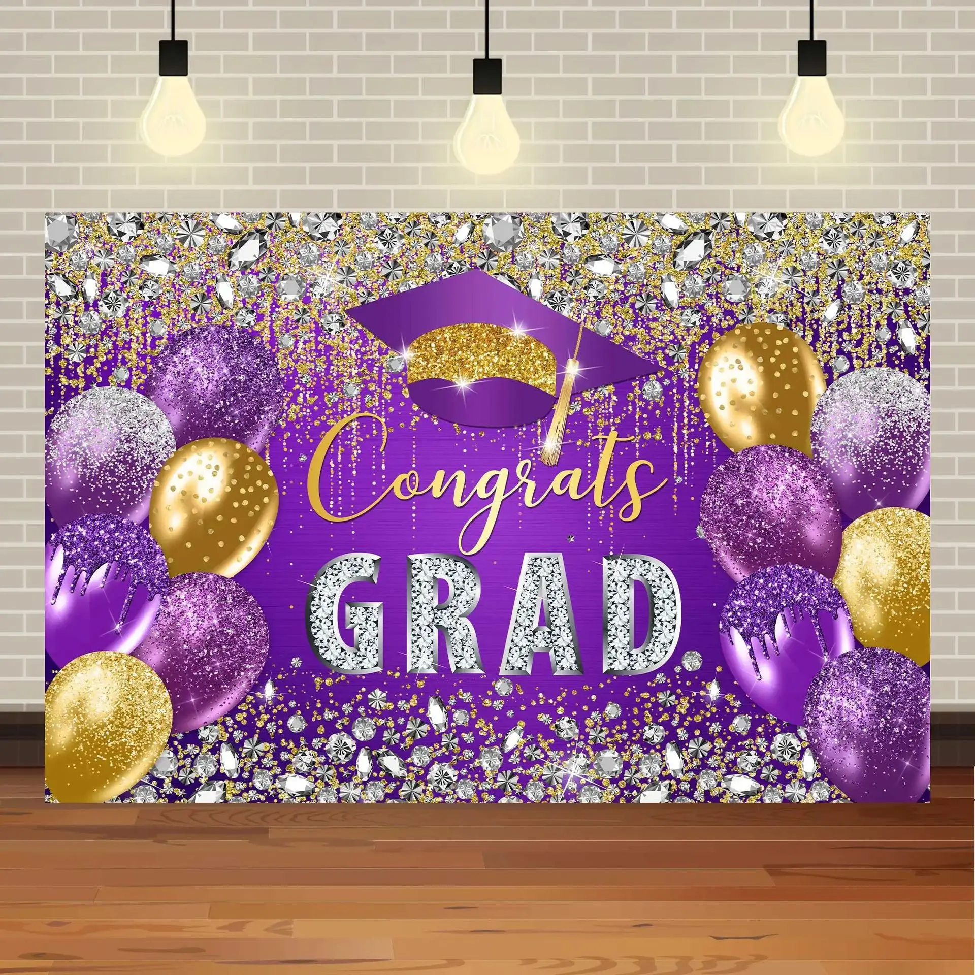 Fast Delivery Fabric Glitter Letter grad banner with pictures For Graduation Season