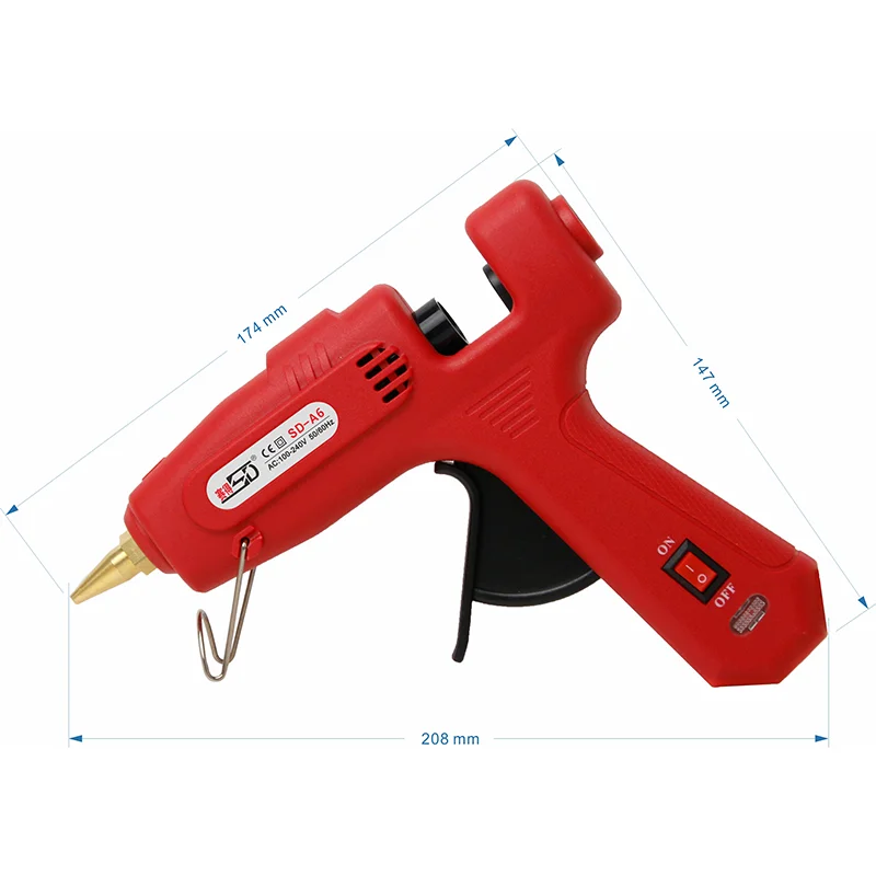 Factory Supply Corded Electric Heating Hot Melt Glue Gun With Glue Stick For DIY Projects Red Hot Glue Gun Factory