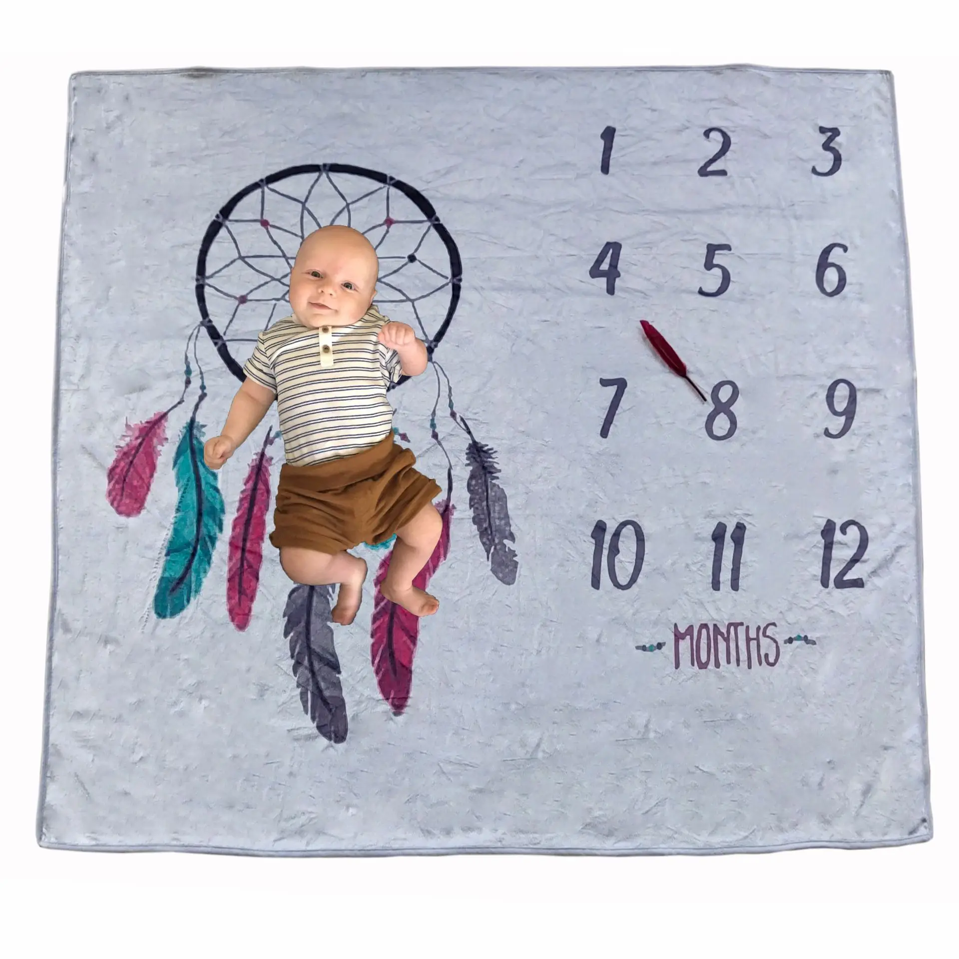
Baby Monthly Milestone Blanket for Boy Girl Unisex Neutral Personalized Photography Background Blankets 
