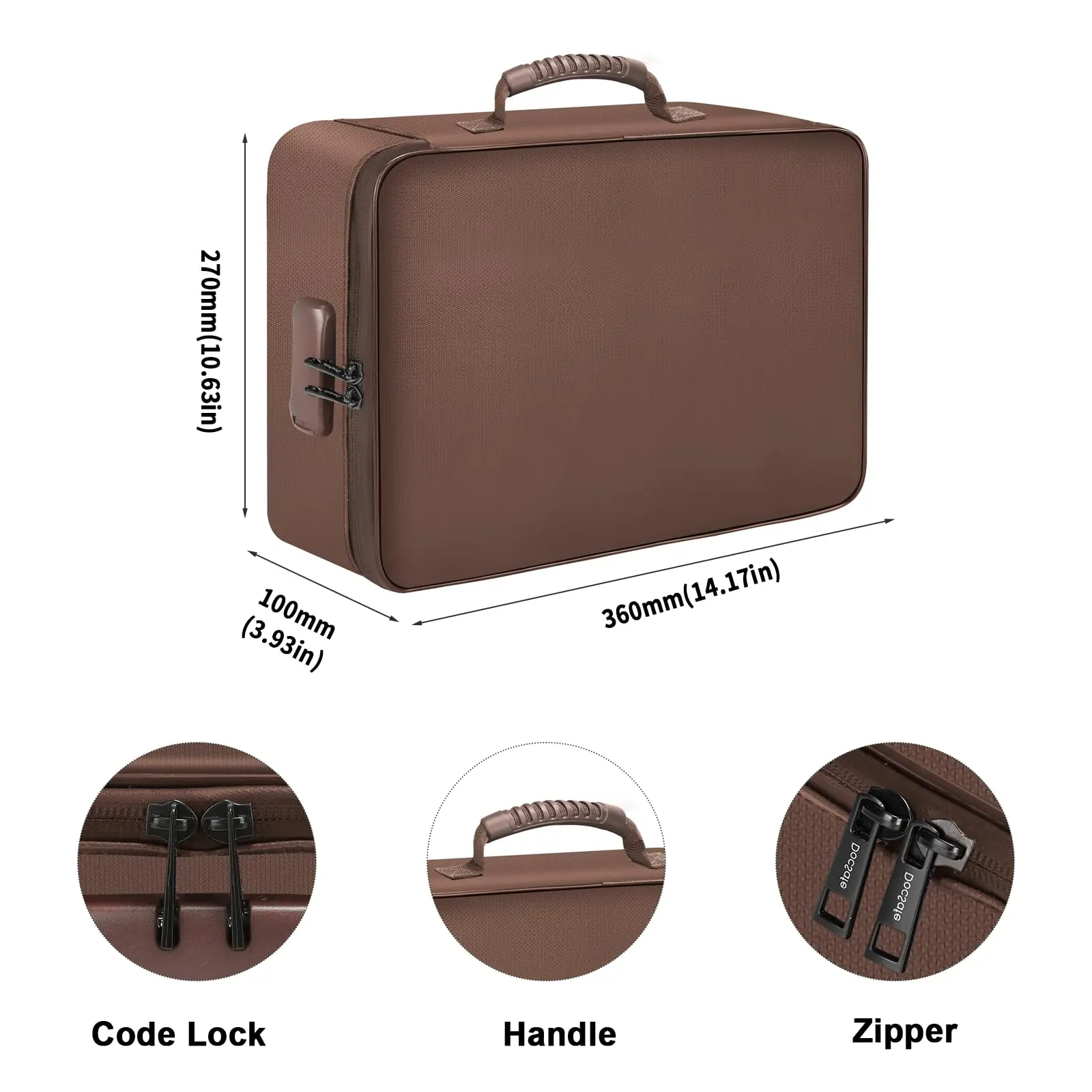 Fireproof Document Bag with Lock 3-Layer File Storage Case Water-Resistant Zipper Portable Travel Organizer for Laptop