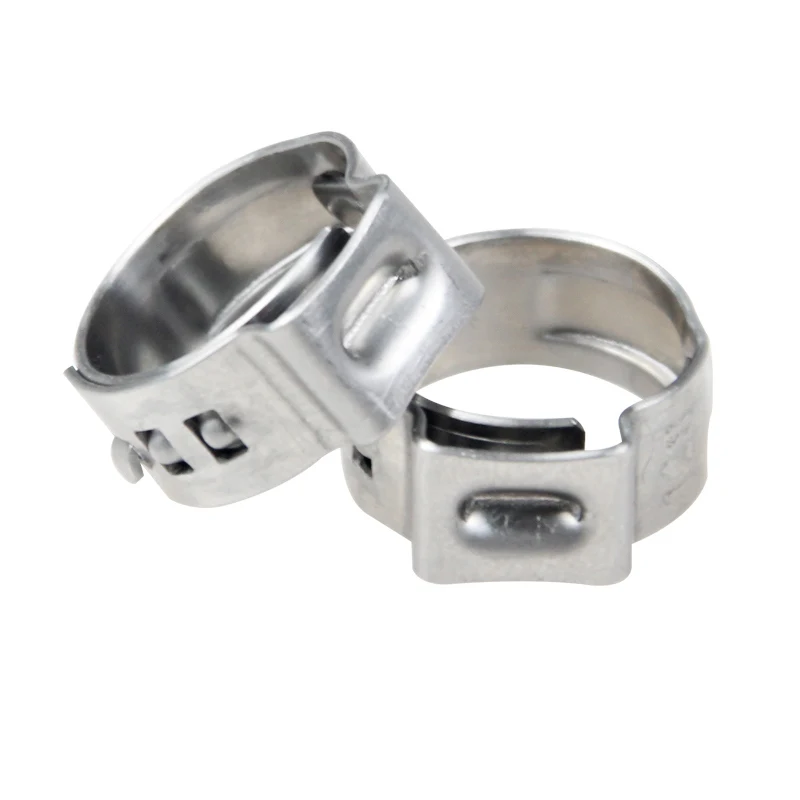 120Pcs Stainless Steel Single Ear Hose Clamps with Ear Clamp Pincer 10 Sizes 304 Stepless Crimp Clamps for Securing PEX Tubing P