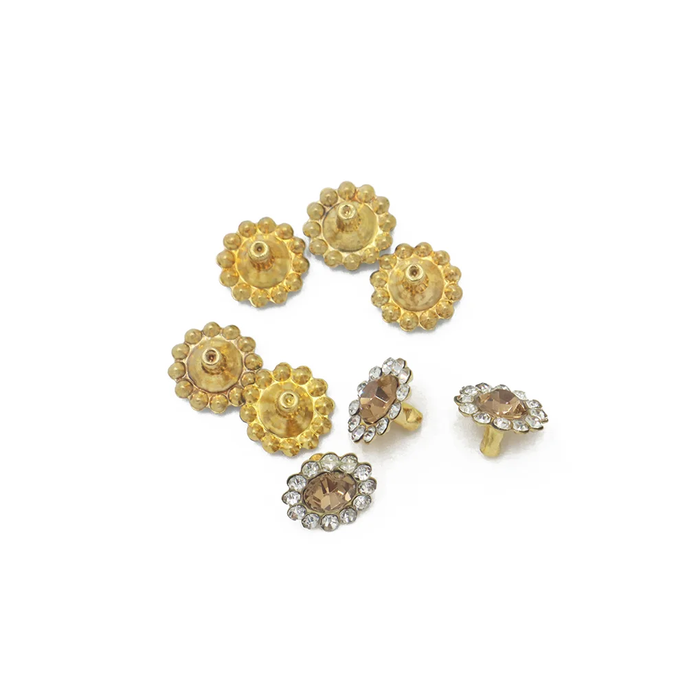 Wholesale Leather crystal rhinestone decoration rivet custom metal rivet for shoe bags