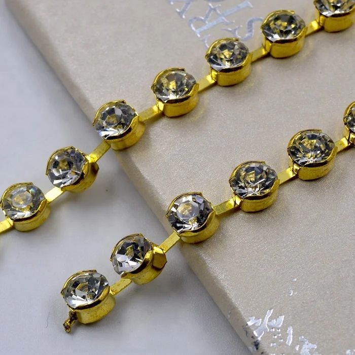 Nickel free lead free Reach regulation certificated ss12 strass bezel cup chain rhinestones