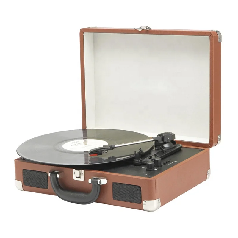 Classic portable suitcase vinyl record turntable player multiple function oem lp player manufacture