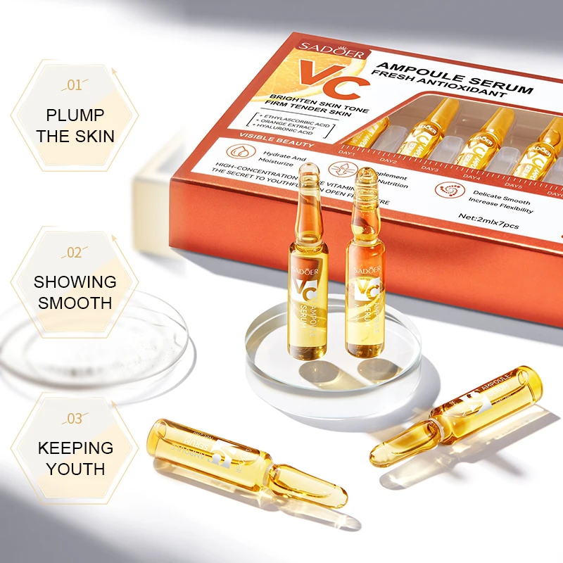 SADOER 24K Gold Face Serum Hyaluronic Acid & Vitamin C Moisturizing & Nourishing Whitening Liquid Form Skin Care