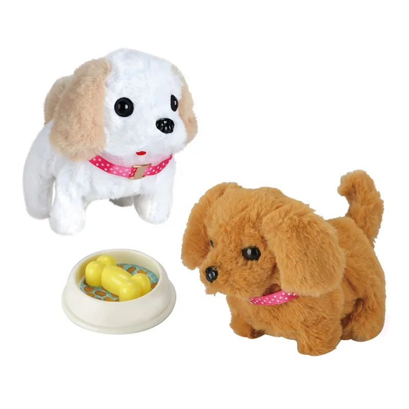 Little puppy plush toy electric pet dog toy pet cage set for kids pretend play toys