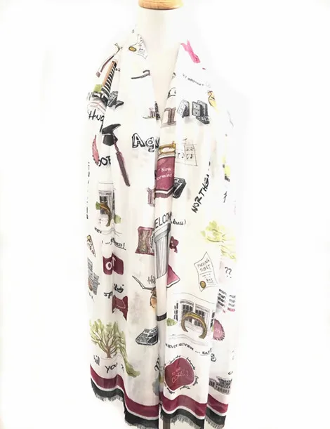 
Low MOQ super soft light weight digital print 100% natural bamboo scarf 