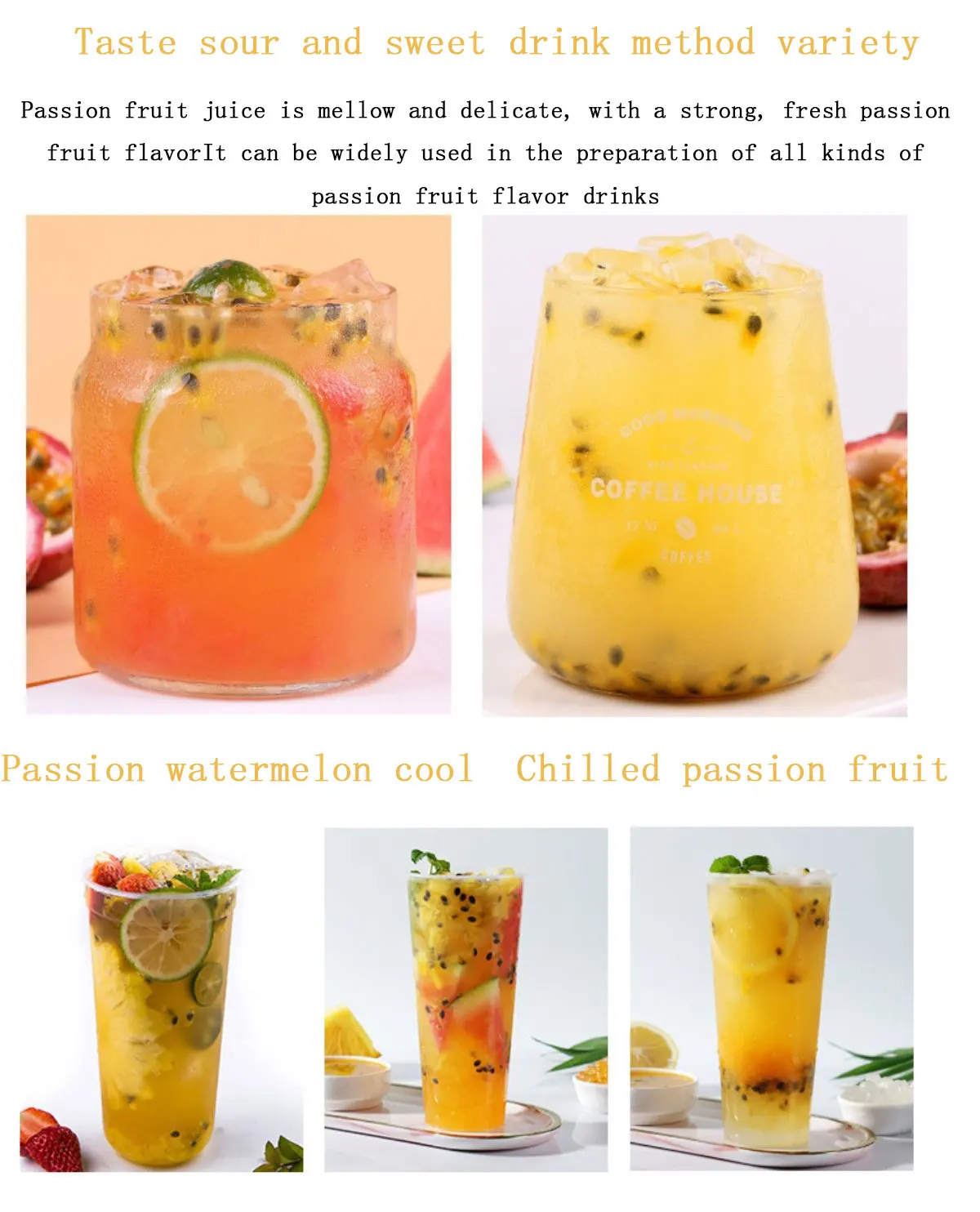 Factory Direct Supply Original Fresh 100% Natural Frozen Passion Fruit Pulp Puree Passion Fruit milk tea bubble tea ingredients