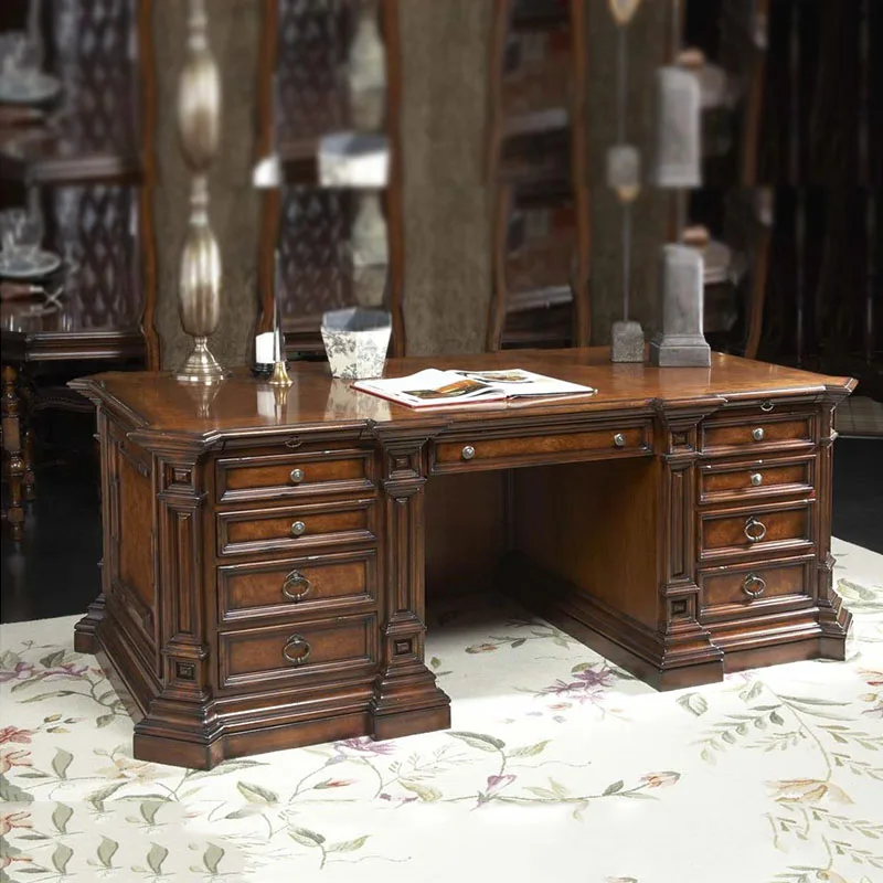 American Luxury Solid Wood Office Furniture Desk Computer Desk Hotel Villa Can Be Customized Size Factory Direct Sales