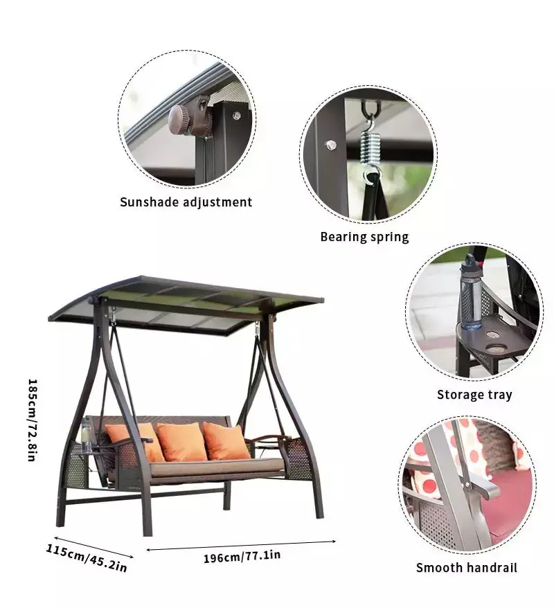 In Stock Steel custom patio Courtyard Hammock Garden Rocking Chair Swing Chair