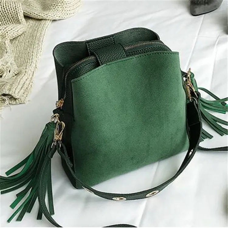 
Garment & Processing Accessories 2020 New Fashion Scrub Women Bucket Bags Vintage Tassel Messenger High Quality Retro Shoulder 
