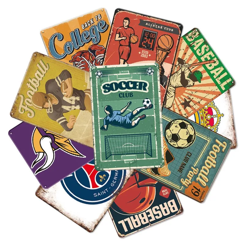 Wholesale 20*30 cm vintage tin signs Back to College Football Decoration Metal Poster Custom Tin Sign
