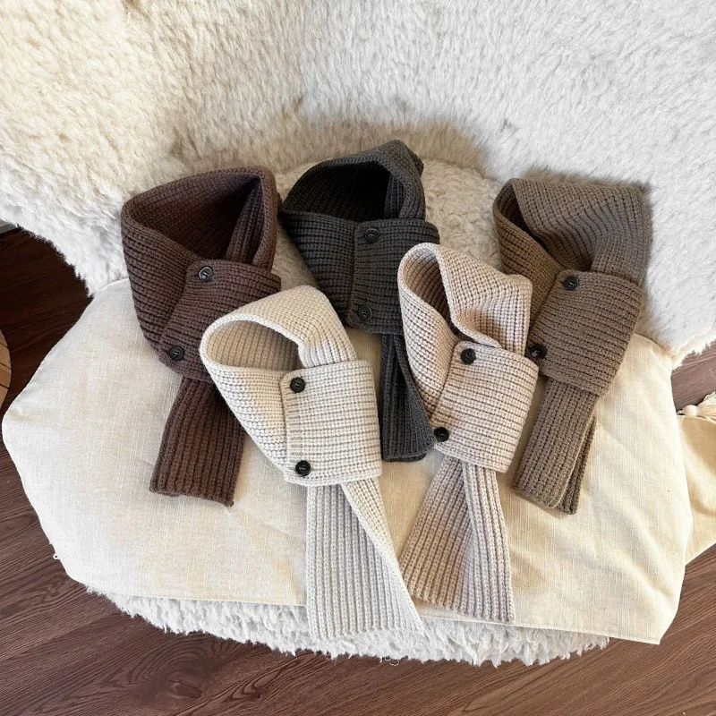 BESTELLA Brand Hot Ins Style Autumn and Winter Warm Knitted Polyester Scarf with Cartoon Child Solid Pattern for Kids