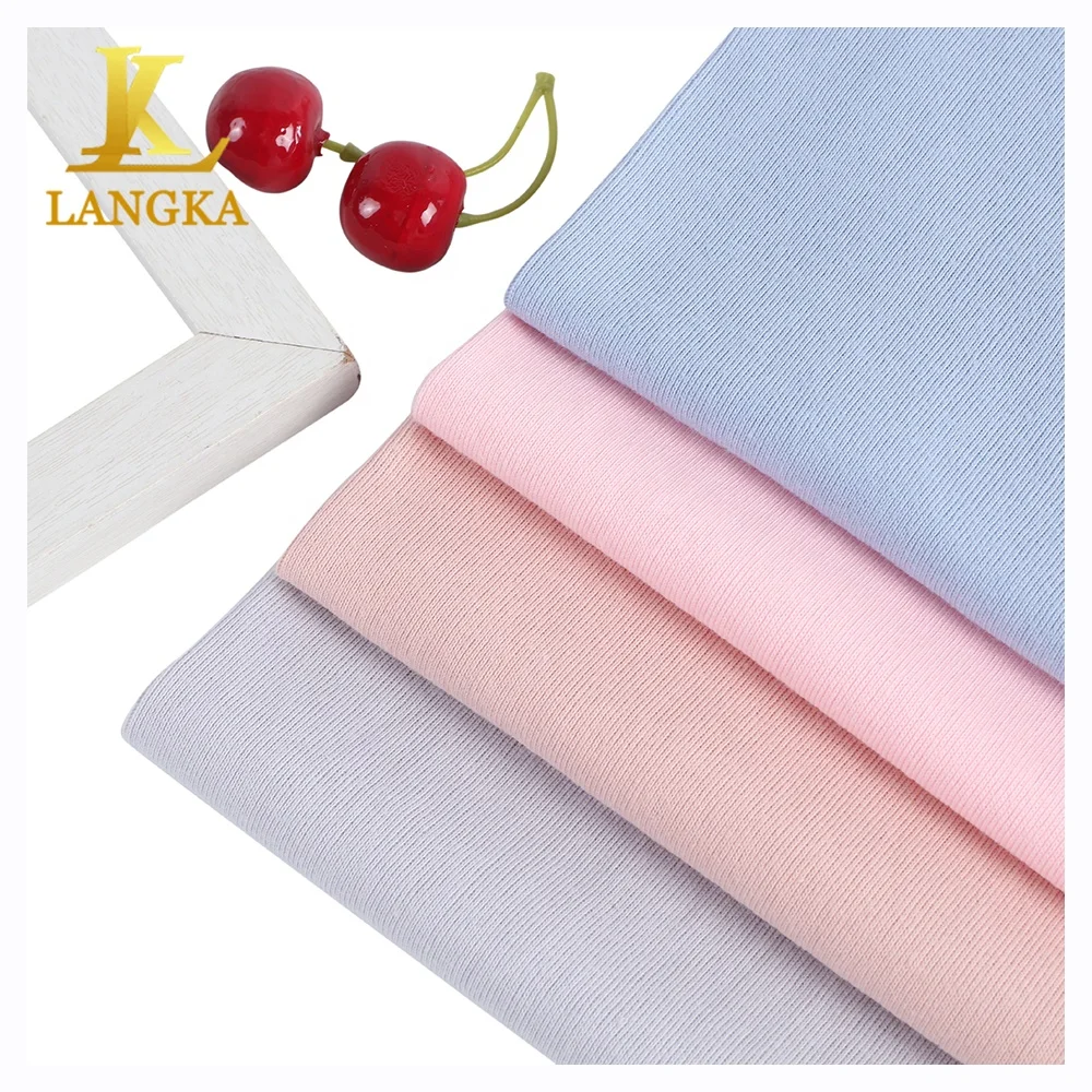 Langka oeko tex standard 100 plain dyed knitted 70% bamboo 30% organic cotton interlock fabric per meter