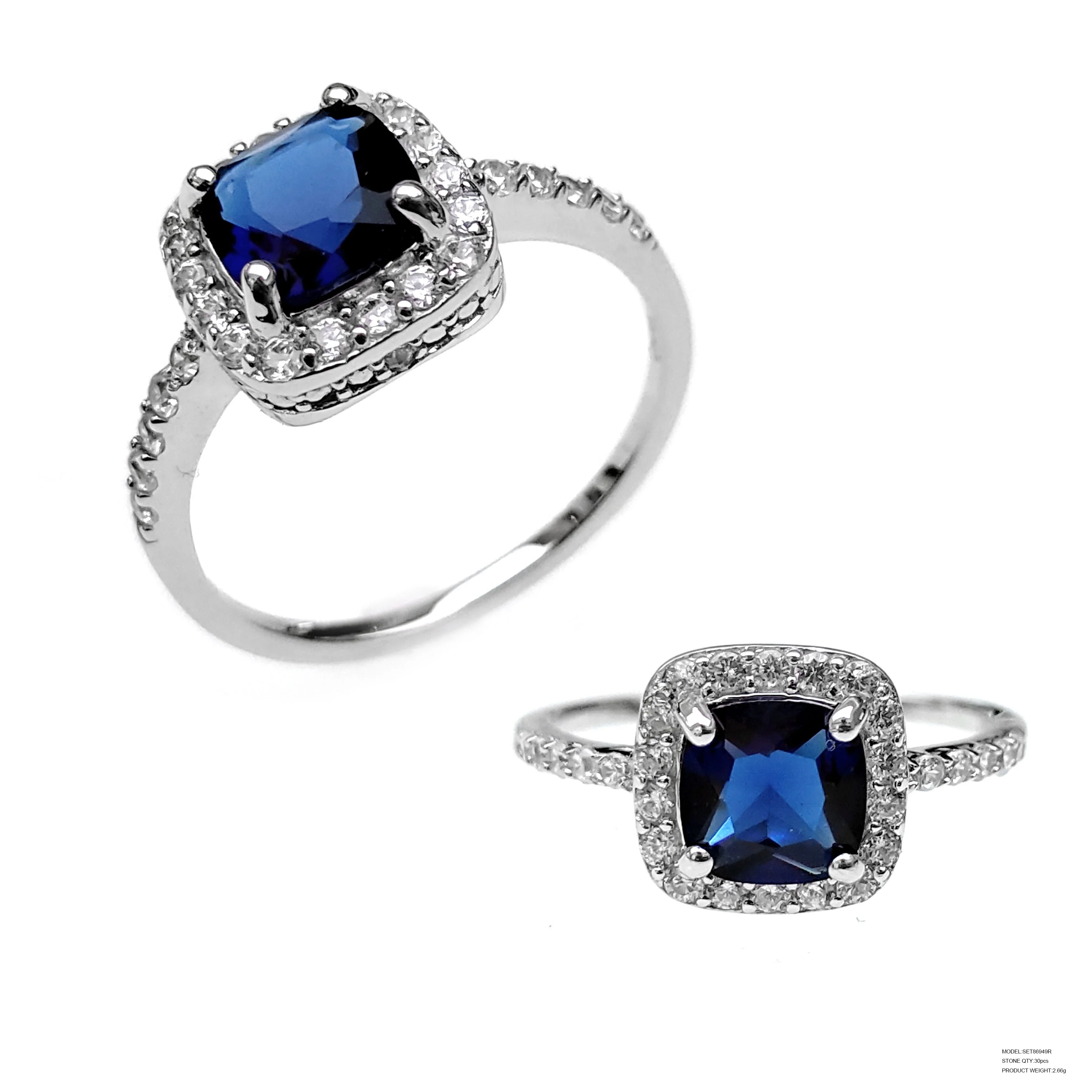 
2020 Wholesale Custom Luxury Blue Sapphire 925 Sterling Silver Ring 