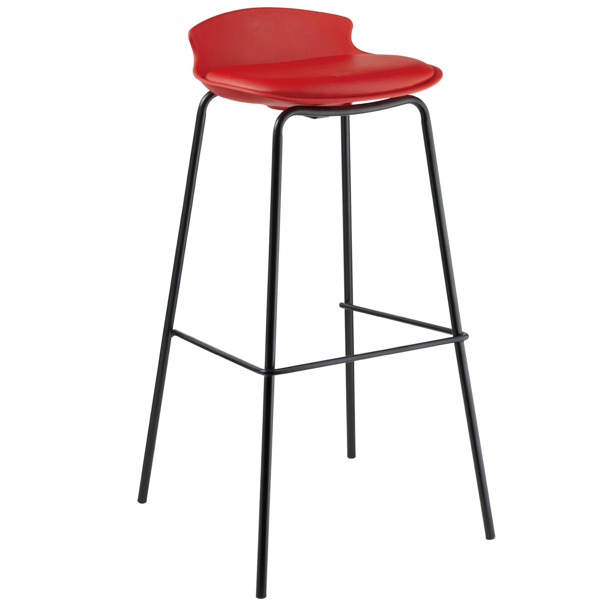 Black Painting Modern Legs PP Plastic Seating High Bar Chair Stool With Back