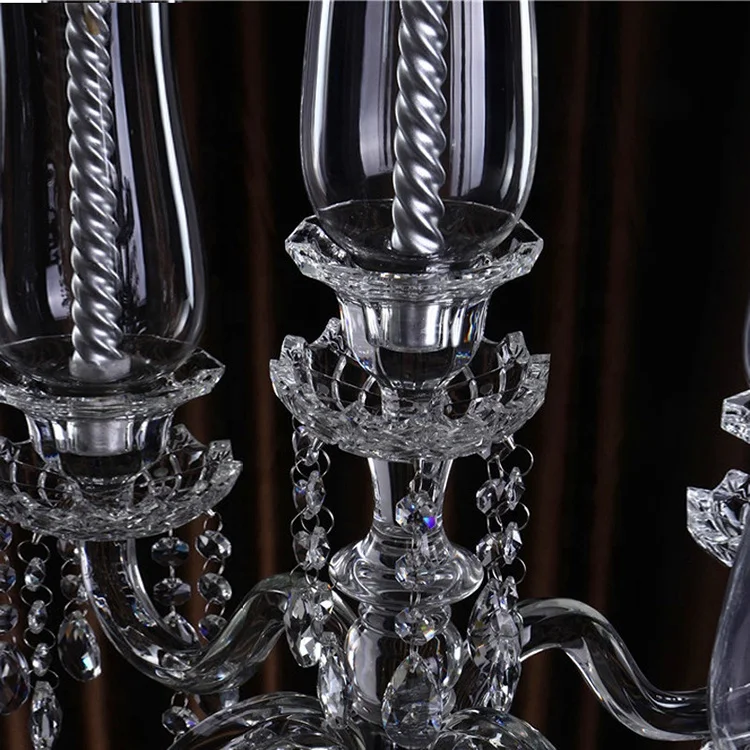 MH-ZT133 Hot Sale 5 Arms Wedding Crystal Candelabra Centerpieces Wholesale Crystal Candlestick