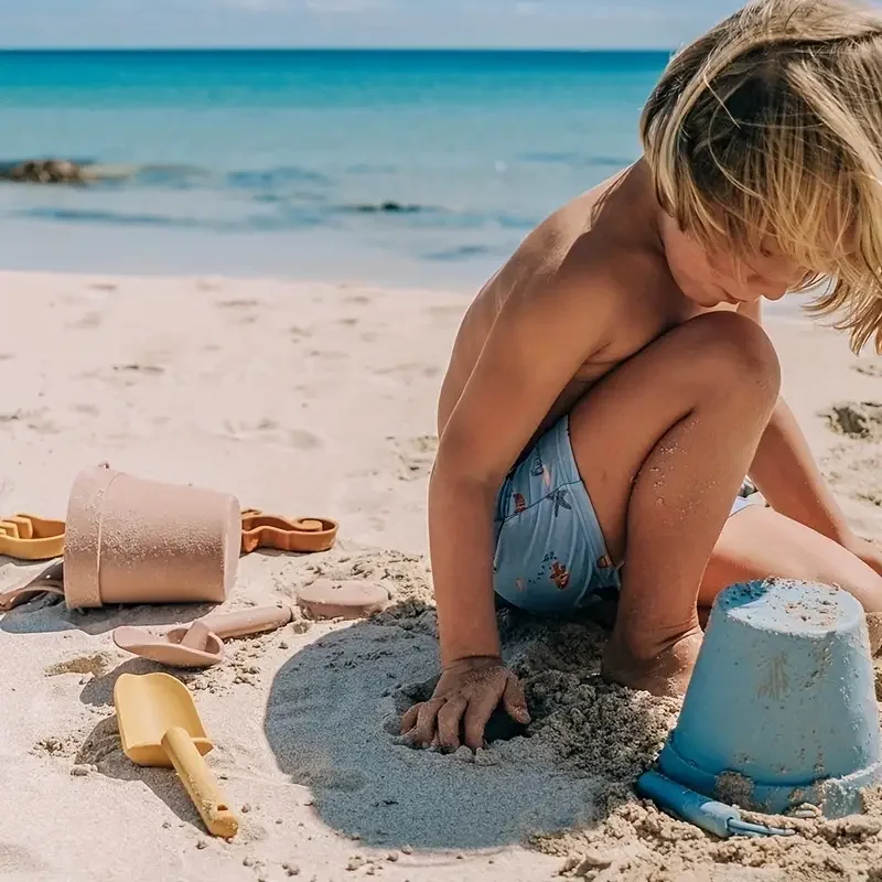 Wholesale Custom Logo Summer Sand Bucket Beach Baby Toys Set Dinosaur Shape Eco Soft Silicone Game Play for Kids DIY