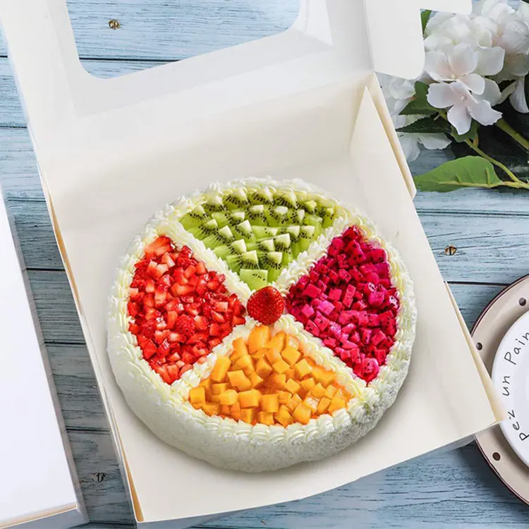 Disposable Window Cake Box White Paper Baking Box Square Cardboard Cupcake Box