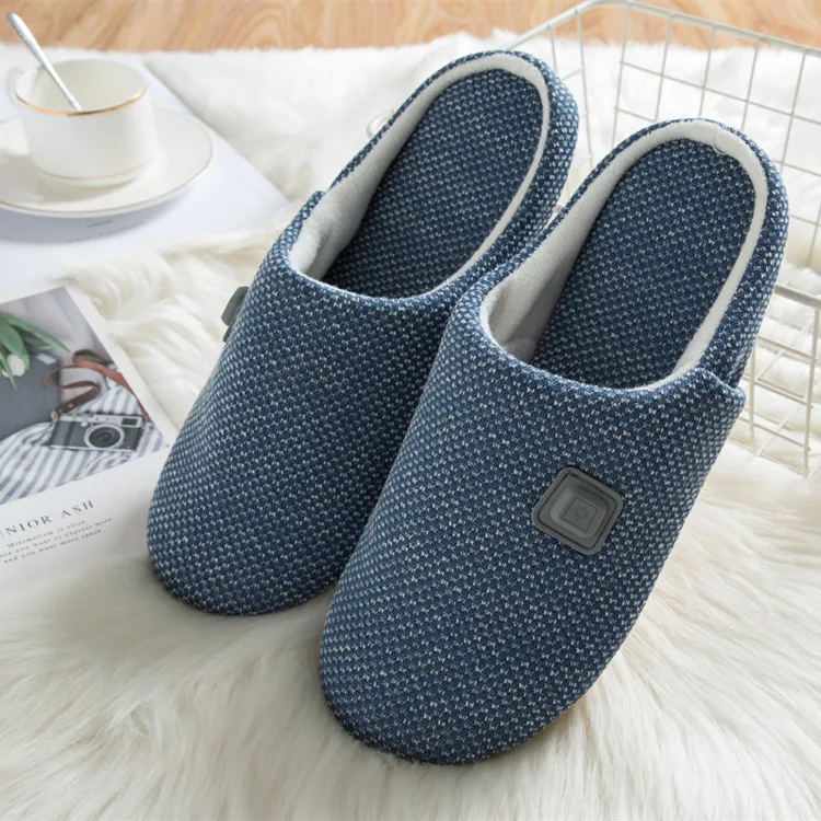 Customized Male Electric Battery USB Heat Warmer Slipper Microwavable Heated Slippers