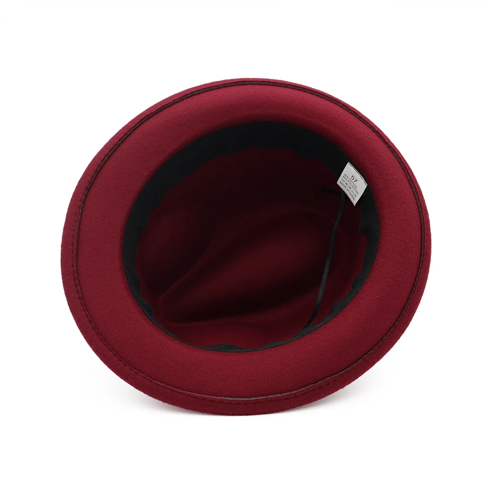 Brief Style Unisex Pure Color Roll Edge Wool Felt Hat Borsalino Jazz Fedora Hat