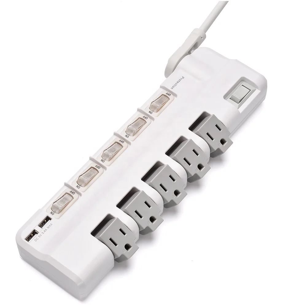 
New Rotatable Nema Socket Desk Power Strip with Individual Switches 