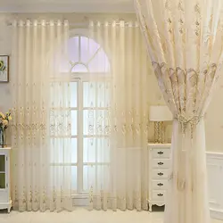 European Style Embroidered Window Screen Transparent Gauze Curtain,Living Room Bedroom Curtain Fabric