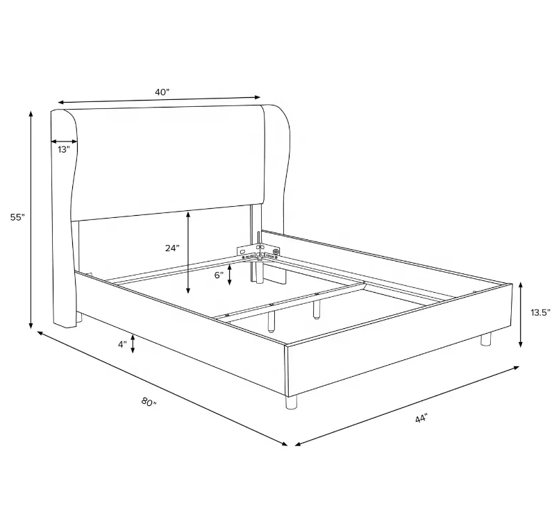 Upholstered wingback bed frame set with clean lines and an elegant style Tufted Velvet Upholstered Wingback Bed