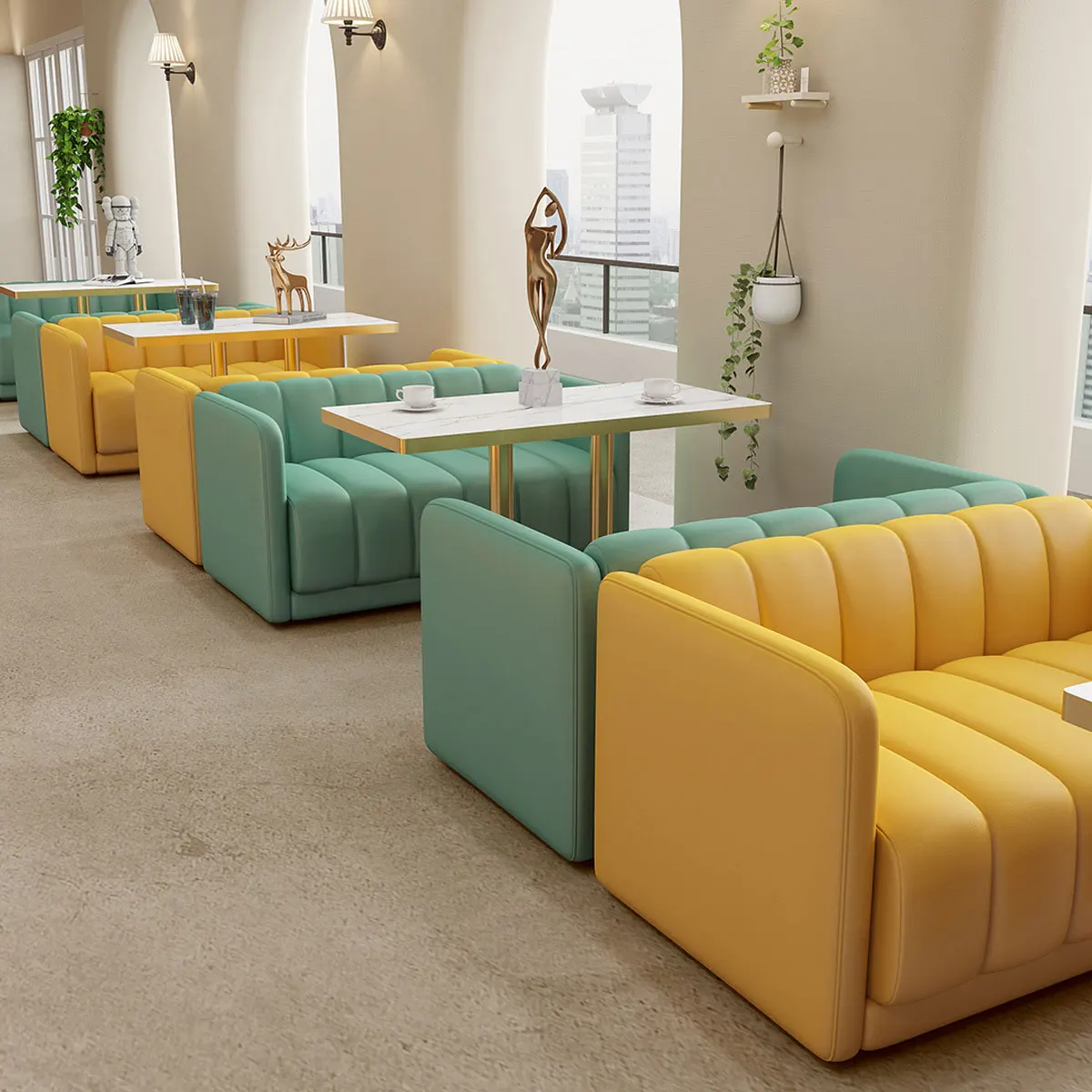 S074 Luxury furniture sofa custom color velvet green booth seating banquette bar restaurant furniture nightclub-booth-seating