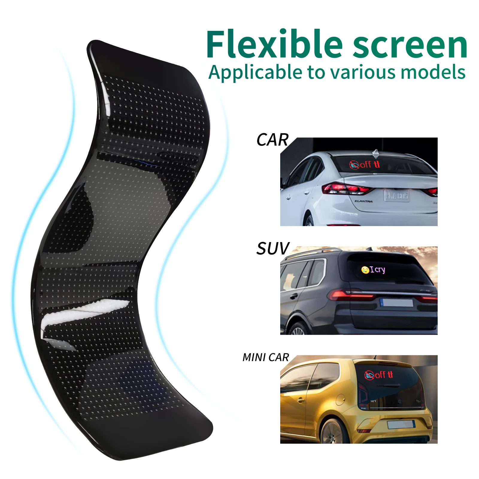 Flexible Portable Scrolling Advertising LED Sign RGB App Control Logo Light Car LED Decoration Light Sticker