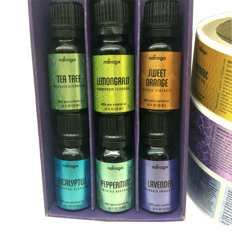 Custom Logo Printing Stickers Roll Personalized Vinyl Adhesive Perfume Essential Oil Bottle Label