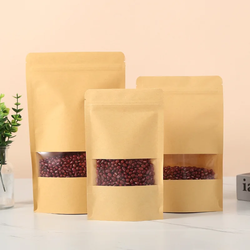 POLYSMARTS September Purchasing Festival Factory Discount Wholesale Kraft Paper Standing Zipper Plastic Food Packaging Bag