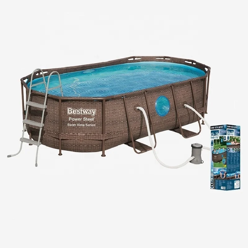 Bestway 56716 Oval Pool Set 5.49m x 2.74m x 1.22m Outdoor Metal Frame Pool Swimming Pool