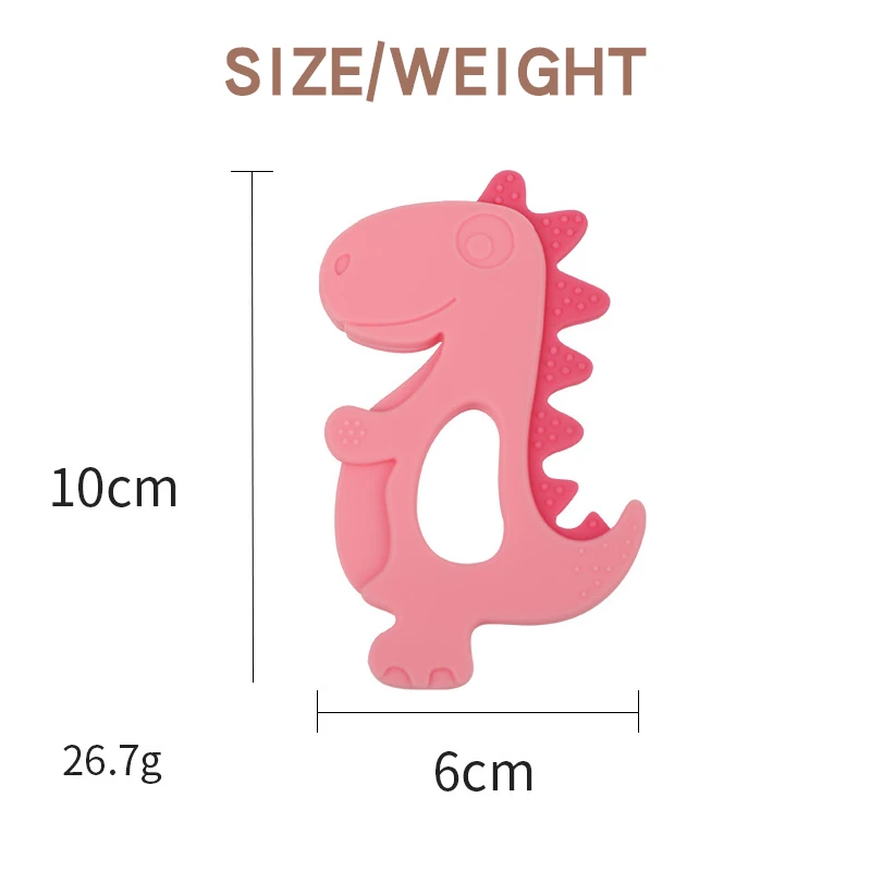 Customization BPA- free Silicone Dinosaur Baby Teething Rings Soft Toy Baby Hand Soothing Teether Sensory Toy  Chew Teether