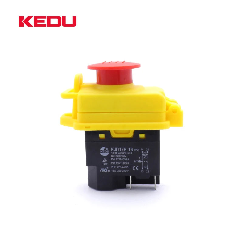 KEDU KJD17B-16 250VAC 18A 4 Pin Emergency Stop Push Button Switch ON Off Pushbutton Switches