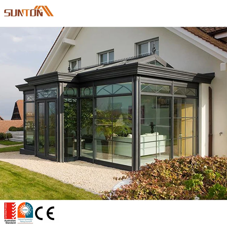 Custom outdoor metal aluminium sunrooms glasshouse set design modern winter garden aluminum frame glass sunrooms & glass houses