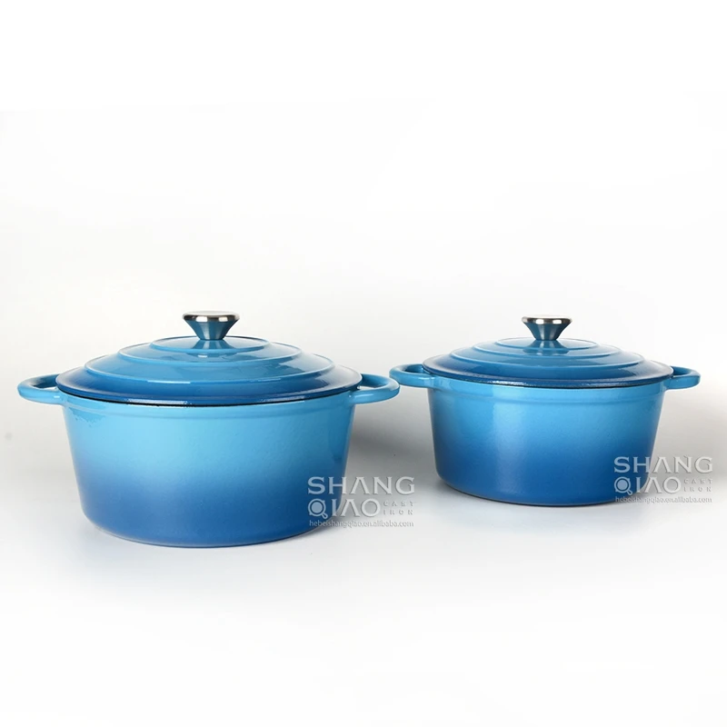 Blue Casserole Dish Cooking Stewing Pot with lid Bread Baking Roasting Dish 26 cm 4.7 L Enamelled Cast Iron Enamel Pot