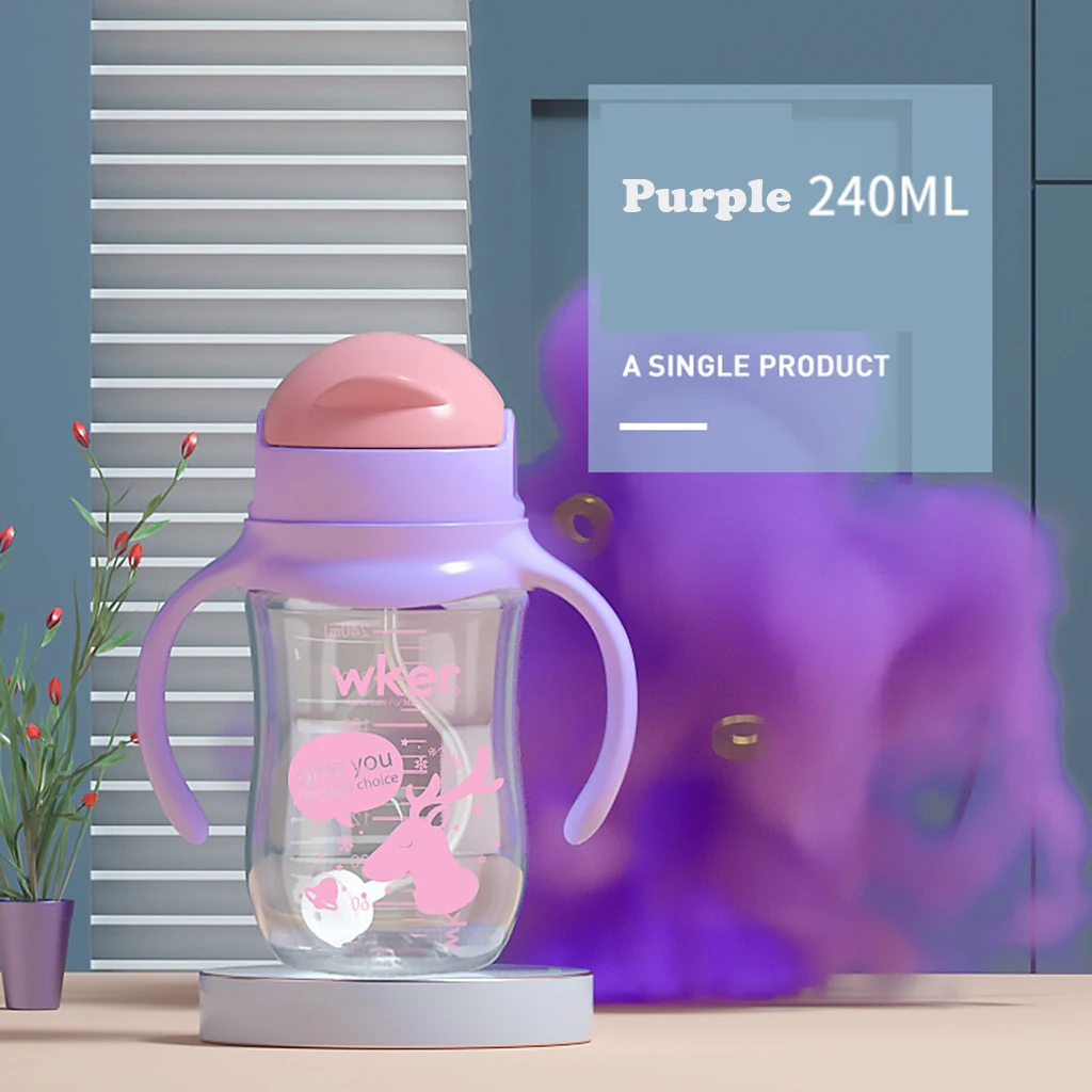 With Cap BPA FREE Cartoon Paper Box PP Silicone Straw Baby Water Bottle