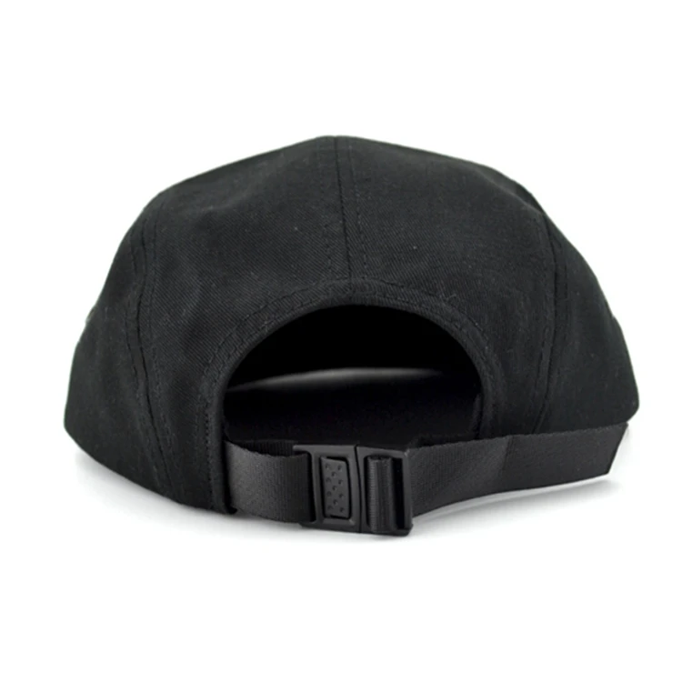High Quality Custom Black Leisure 5 Panel  Cap
