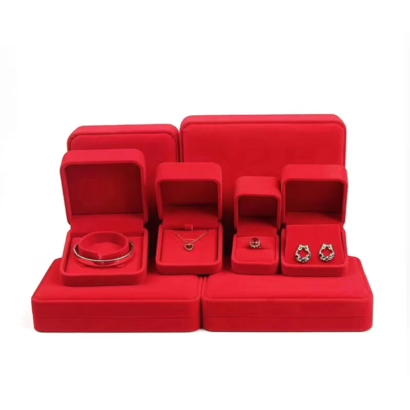 
Customized velvet jewelry packaging ring earring pendant necklace box 