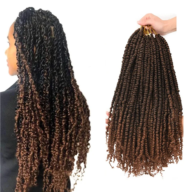 Pre Passion Twist Crochet Hair Ombre Synthetic Hair Extensions  Pre looped Fluffy Twisted Braiding Hair